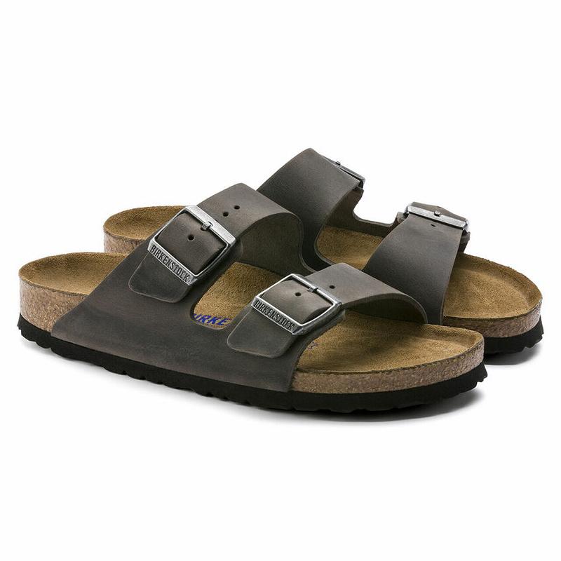 Birkenstock Soft Footbed Oiled Læder Arizona Dame Grå | DK 58UZG